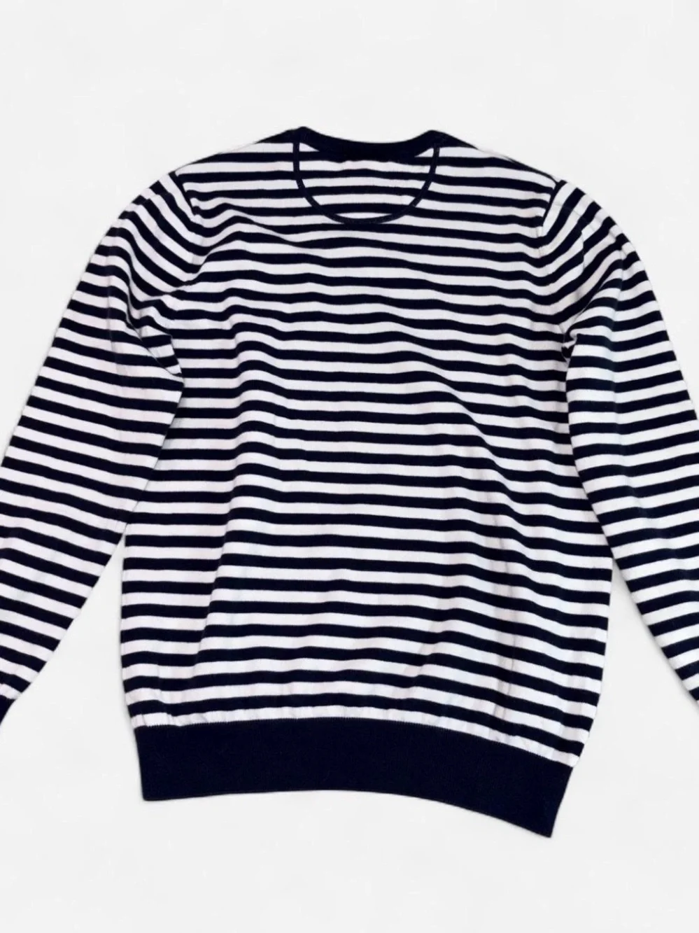 Lacoste Navy White Stripe Crewneck Sweater Size 5 Fits Medium